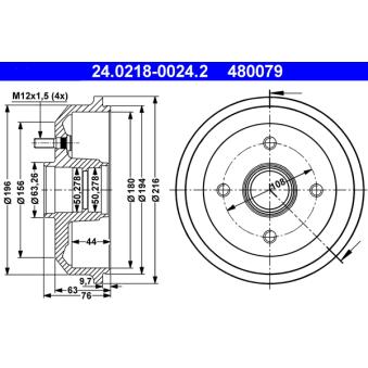 Tambour de frein ATE 24.0218-0024.2