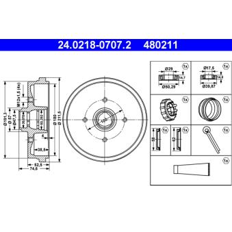 Tambour de frein ATE 24.0218-0707.2