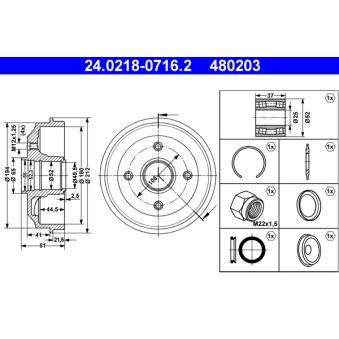 Tambour de frein ATE 24.0218-0716.2