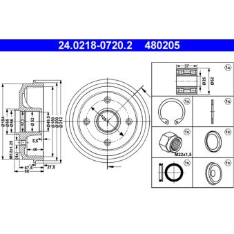 Tambour de frein ATE 24.0218-0720.2