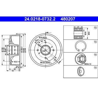 Tambour de frein ATE 24.0218-0732.2