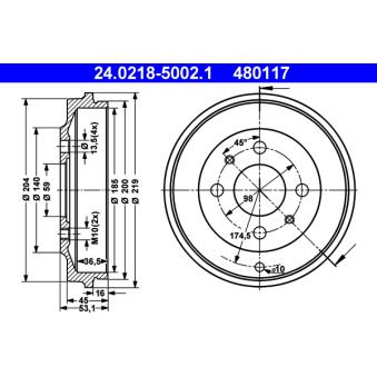 Tambour de frein ATE 24.0218-5002.1