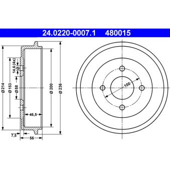 Tambour de frein ATE 24.0220-0007.1