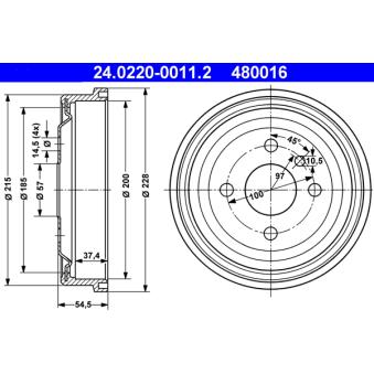 Tambour de frein ATE 24.0220-0011.2