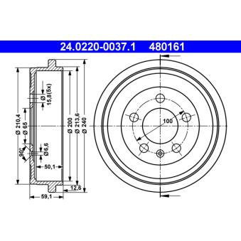Tambour de frein ATE 24.0220-0037.1