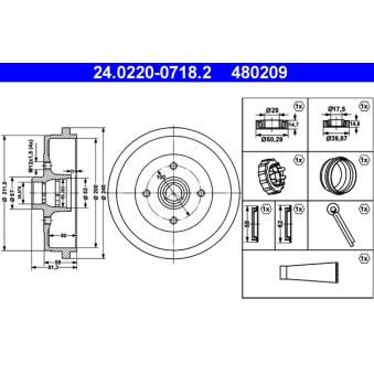 Tambour de frein ATE 24.0220-0718.2