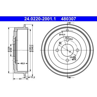 Tambour de frein ATE 24.0220-2001.1