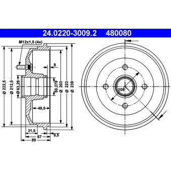 Tambour de frein ATE 24.0220-3009.2