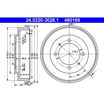 Tambour de frein ATE 24.0220-3028.1