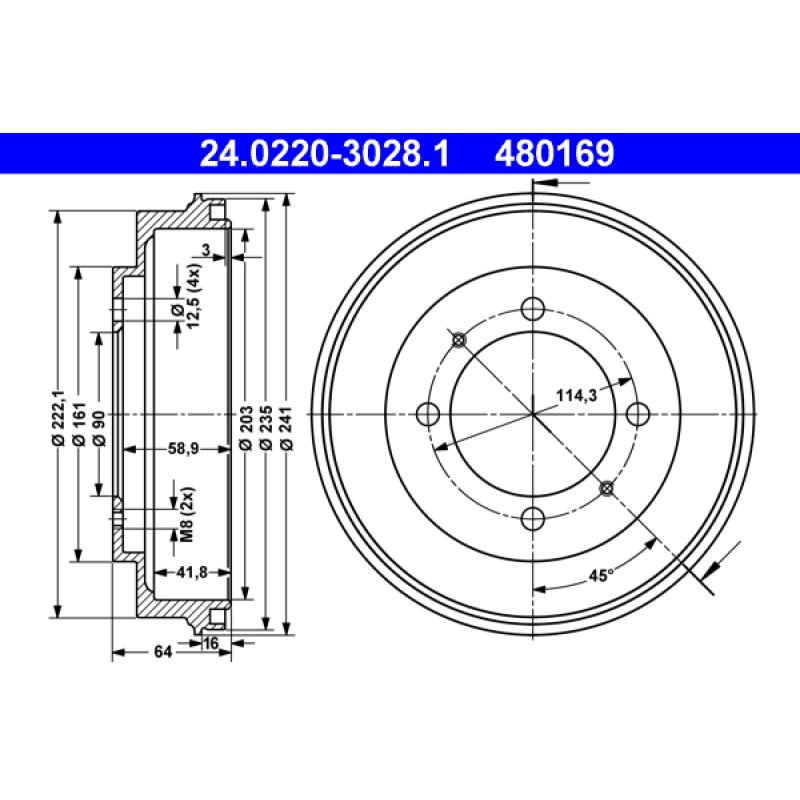 Tambour de frein ATE 24.0220-3028.1 - Visuel 1