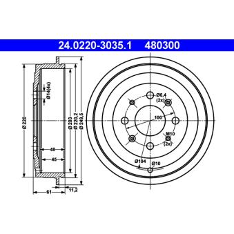 Tambour de frein ATE 24.0220-3035.1