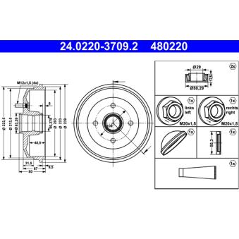 Tambour de frein ATE 24.0220-3709.2