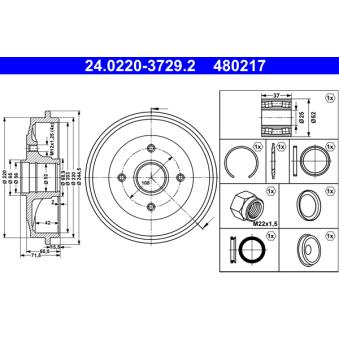 Tambour de frein ATE 24.0220-3729.2