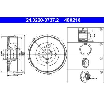 Tambour de frein ATE 24.0220-3737.2