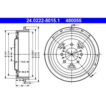 Tambour de frein ATE 24.0222-8015.1