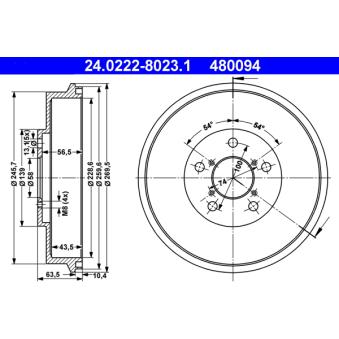 Tambour de frein ATE 24.0222-8023.1