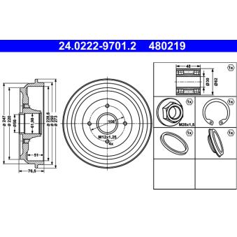 Tambour de frein ATE 24.0222-9701.2