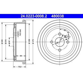 Tambour de frein ATE 24.0223-0008.2