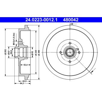 Tambour de frein ATE 24.0223-0012.1