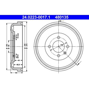 Tambour de frein ATE 24.0223-0017.1