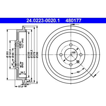 Tambour de frein ATE 24.0223-0020.1