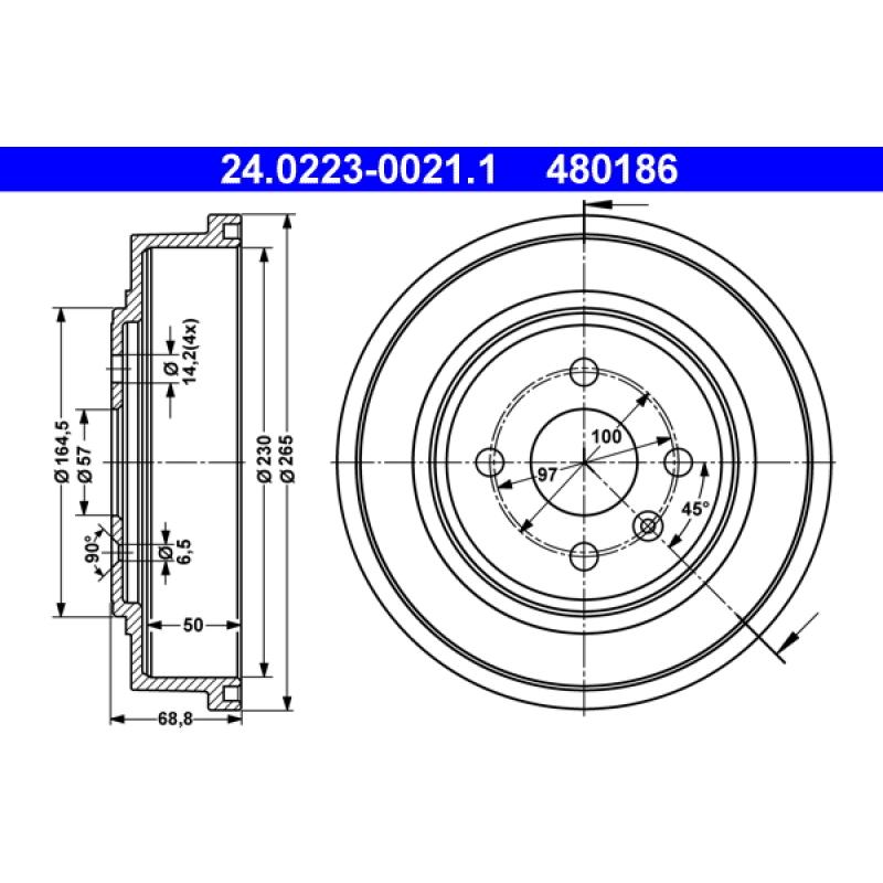 Tambour de frein ATE 24.0223-0021.1 - Visuel 1