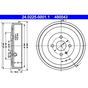 Tambour de frein ATE 24.0225-0001.1