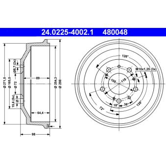 Tambour de frein ATE 24.0225-4002.1