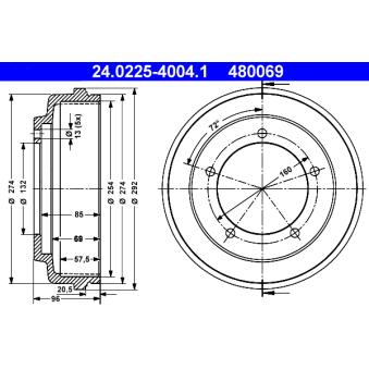 Tambour de frein ATE 24.0225-4004.1
