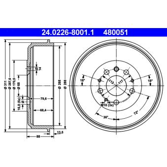 Tambour de frein ATE 24.0226-8001.1