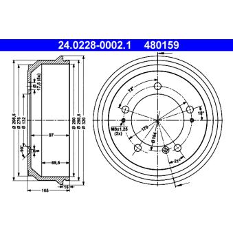 Tambour de frein ATE 24.0228-0002.1