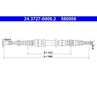 Tirette à câble, frein de stationnement ATE 24.3727-0006.2