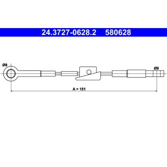 Tirette à câble, frein de stationnement ATE 24.3727-0628.2