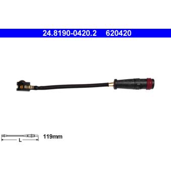 Contact d'avertissement, usure des plaquettes de frein ATE 24.8190-0420.2