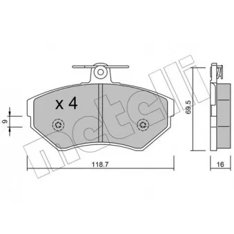 Jeu de 4 plaquettes de frein avant METELLI 22-0215-1