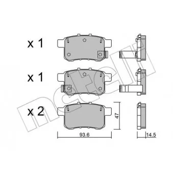 Jeu de 4 plaquettes de frein arrière METELLI 22-0868-0