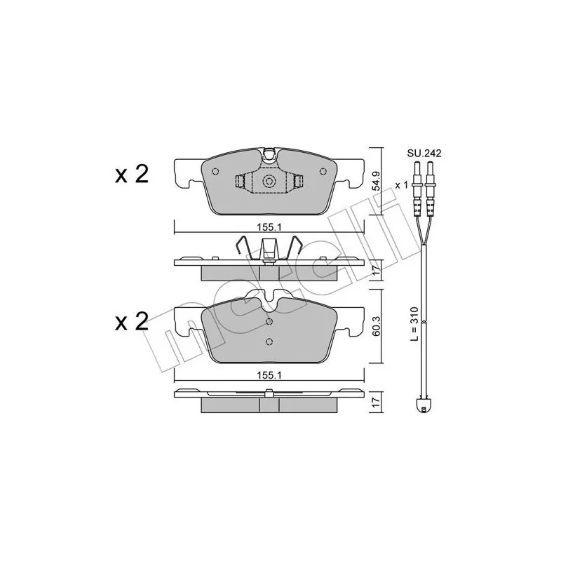 Jeu de 4 plaquettes de frein avant METELLI 22-0916-0K - Visuel 1