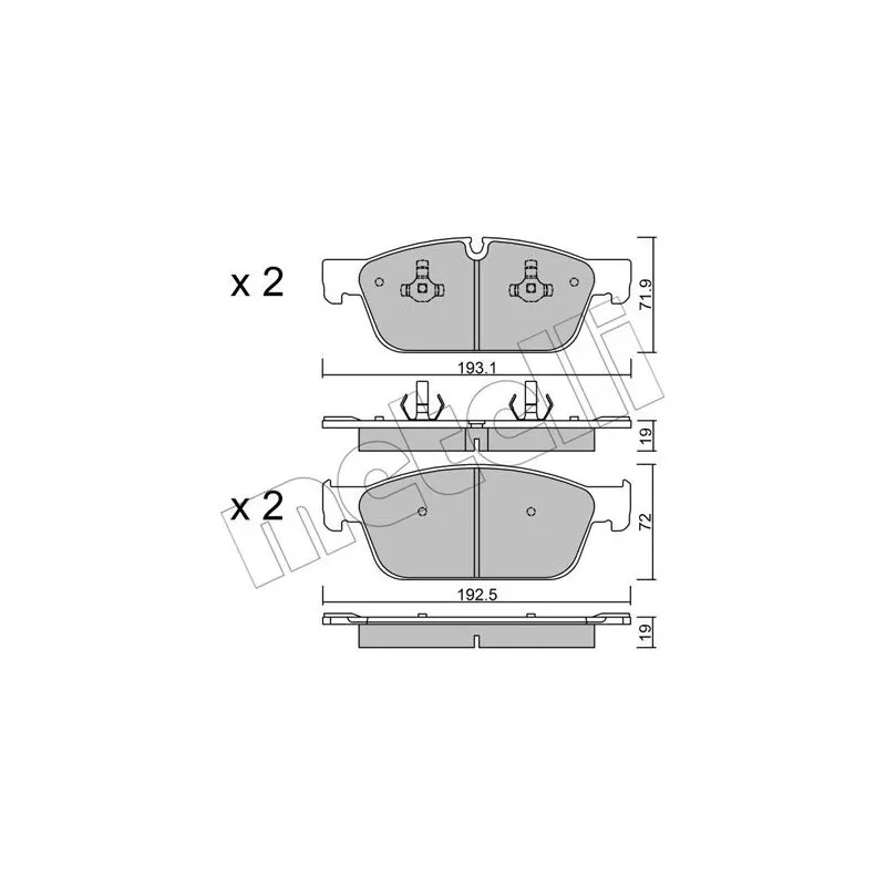 Jeu de 4 plaquettes de frein avant METELLI 22-0967-0 - Visuel 1
