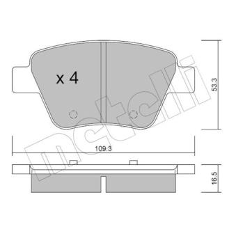 Jeu de 4 plaquettes de frein arrière METELLI 22-0889-0