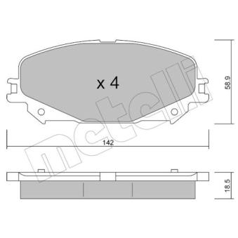 Jeu de 4 plaquettes de frein avant METELLI