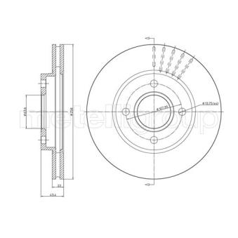 Jeu de 2 disques de frein avant METELLI
