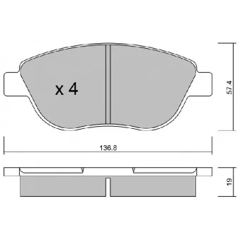 Jeu de 4 plaquettes de frein avant AISIN BPPE-1004