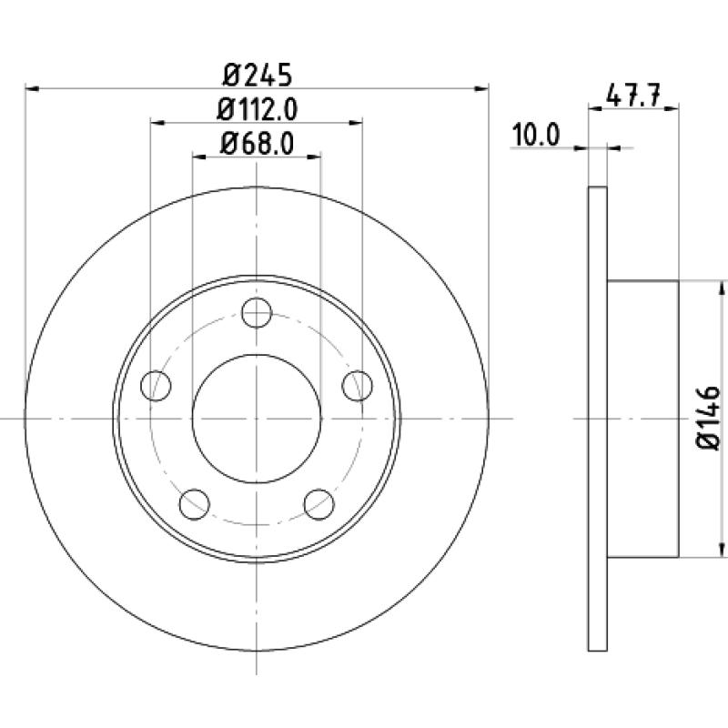 Jeu de 2 disques de frein arrière HELLA 8DD 355 105-681 - Visuel 3