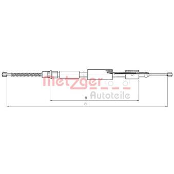 Tirette à câble, frein de stationnement arrière droit METZGER