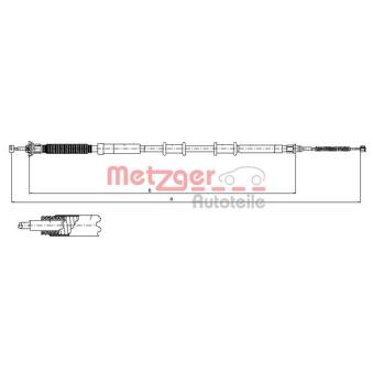 Tirette à câble, frein de stationnement arrière droit METZGER