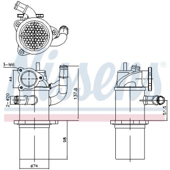 Radiateur, réaspiration des gaz d'échappement NISSENS 989423