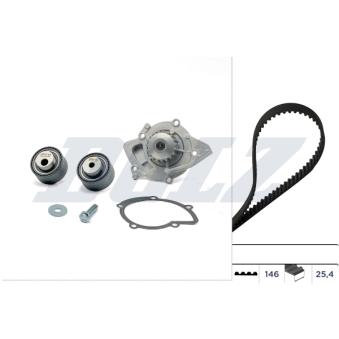 Pompe à eau + kit de courroie de distribution DOLZ KD076
