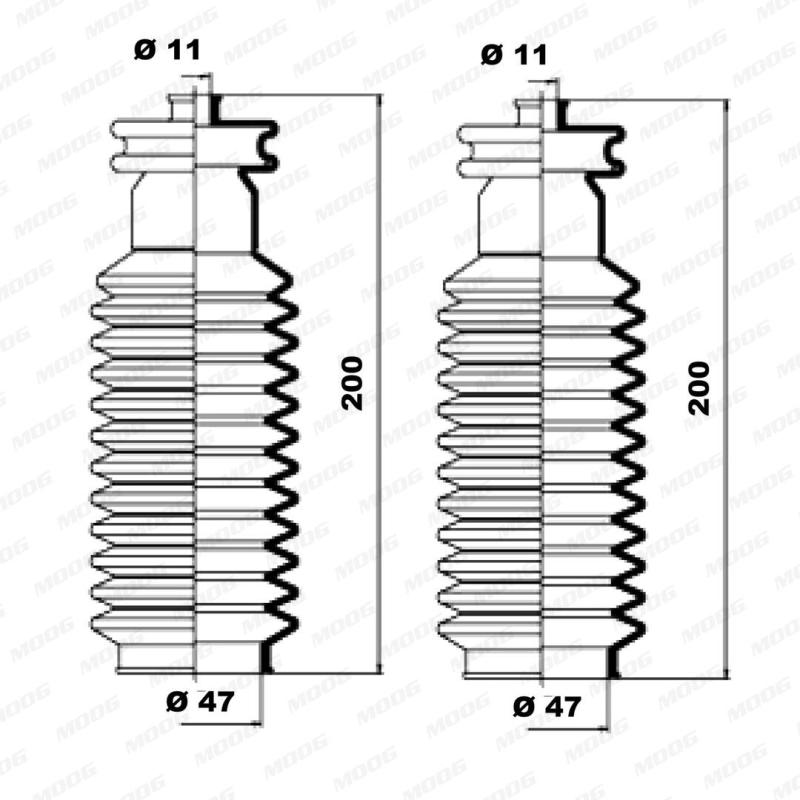 Jeu de joints-soufflets, direction MOOG K150017 - Visuel 1