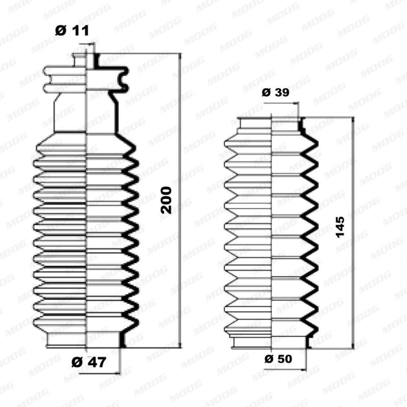 Jeu de joints-soufflets, direction MOOG K150020 - Visuel 1