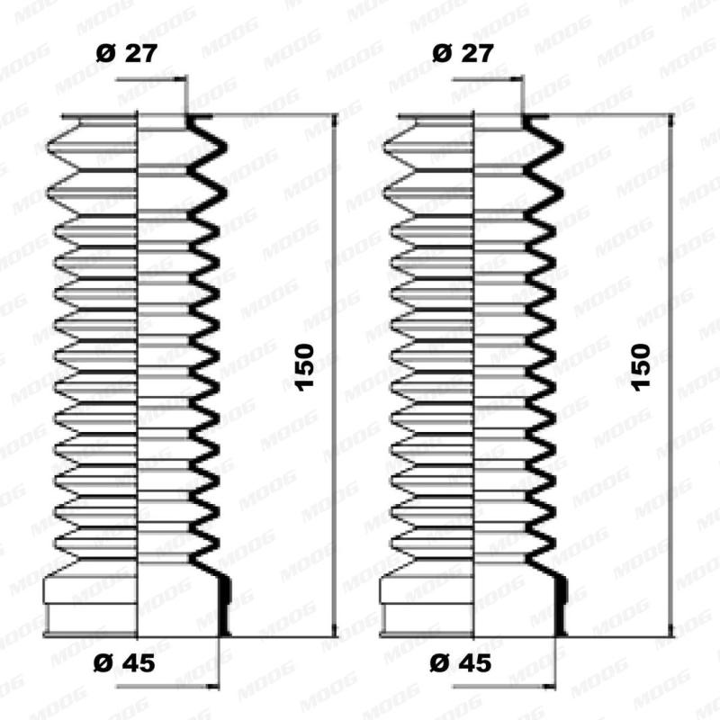 Jeu de joints-soufflets, direction MOOG K150022 - Visuel 1
